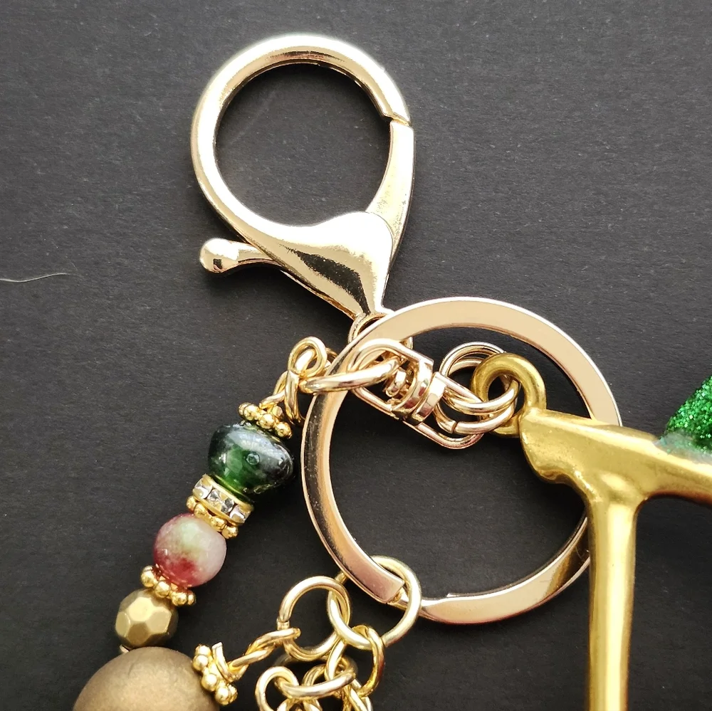 Cherry Purse Charm Over-sized Carnelian Aventurine Stone Glass Handcrafted